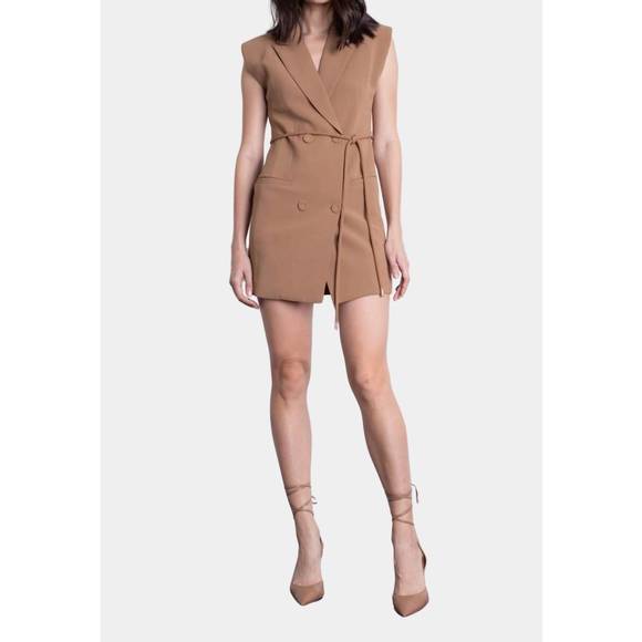 NEW KARINA GRIMALDI mila mini dress in camel - Picture 1 of 2